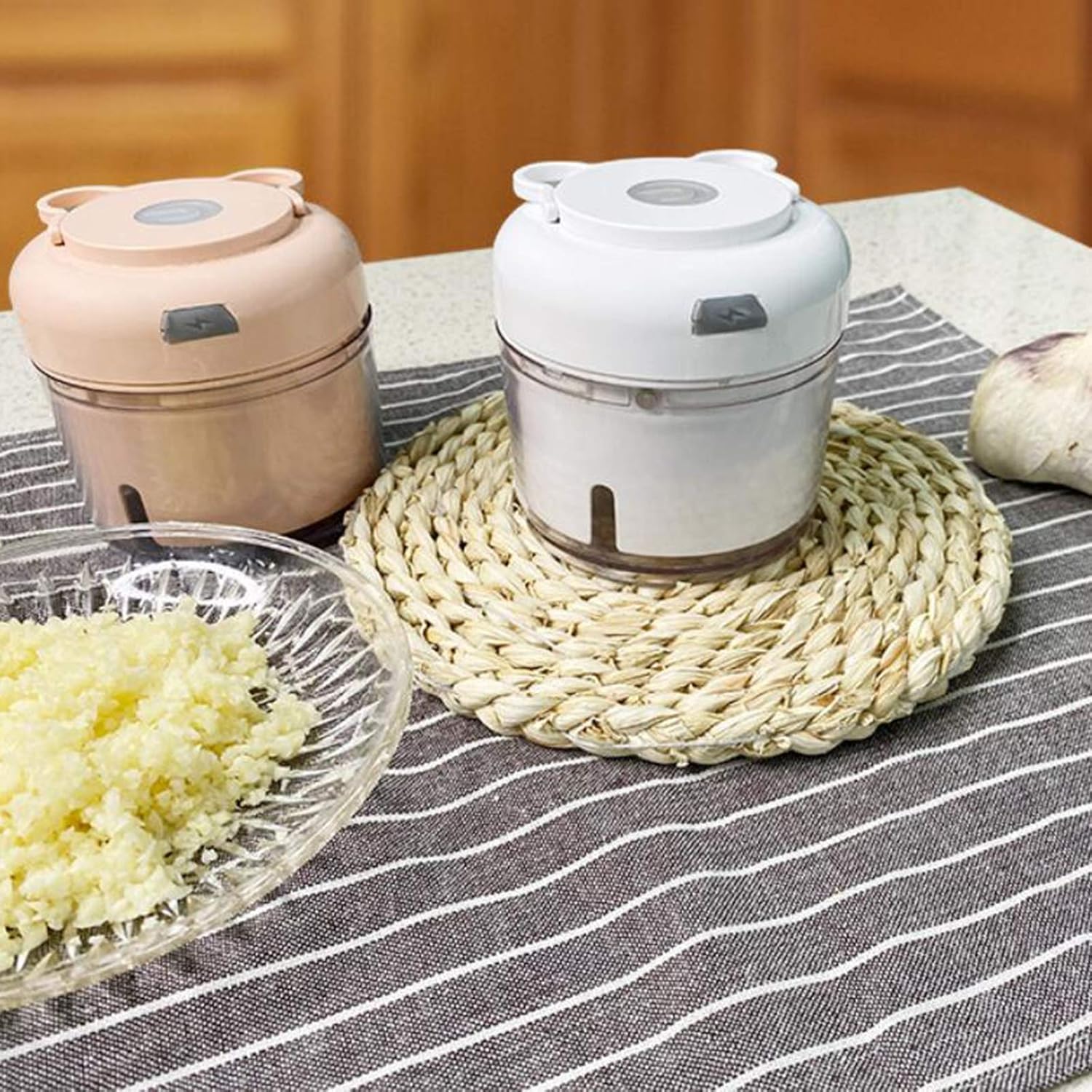 Electric Mini Garlic Chopper, Portable Food Processor Garlic Masher Usb Rechargeable For Kitchen Spice Grinder Virgo Mart shop_this_look_EcLGgQ