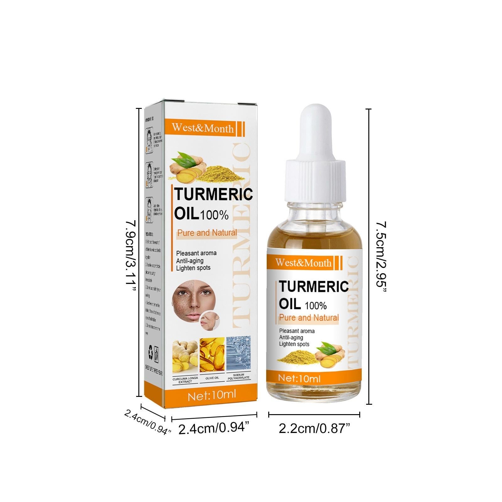 Turmeric Freckle Serum Whitening Dark Spots Organic Turmeric Oils Brighten Dark Skin Pigment Anti Aging Wrinkle Moisturizer (30ml) Whitening Serum Virgo Mart 