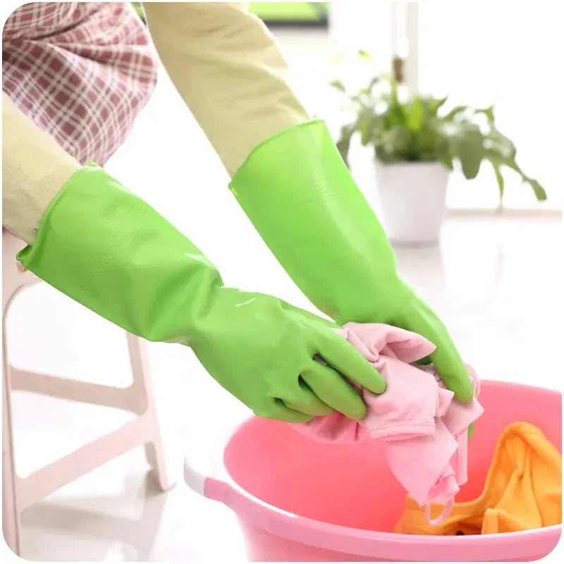 Dishwashing Rubber Gloves Non-slip Household Laundry Kitchen Cleaning Gloves – Pair (random Color) Virgo Mart shop_this_look_AVdw3f