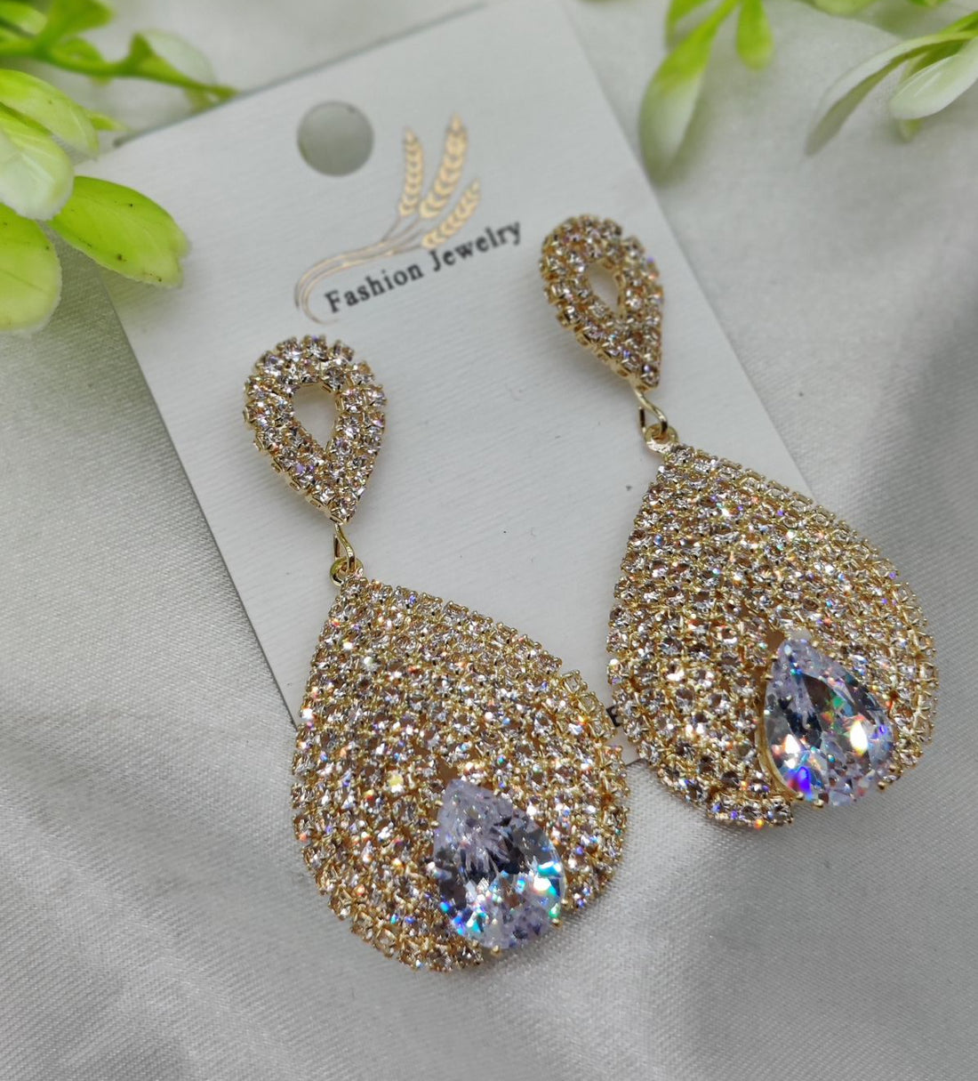 Luxurious Teardrop Crystal Earrings With Pave Detailing Earrings