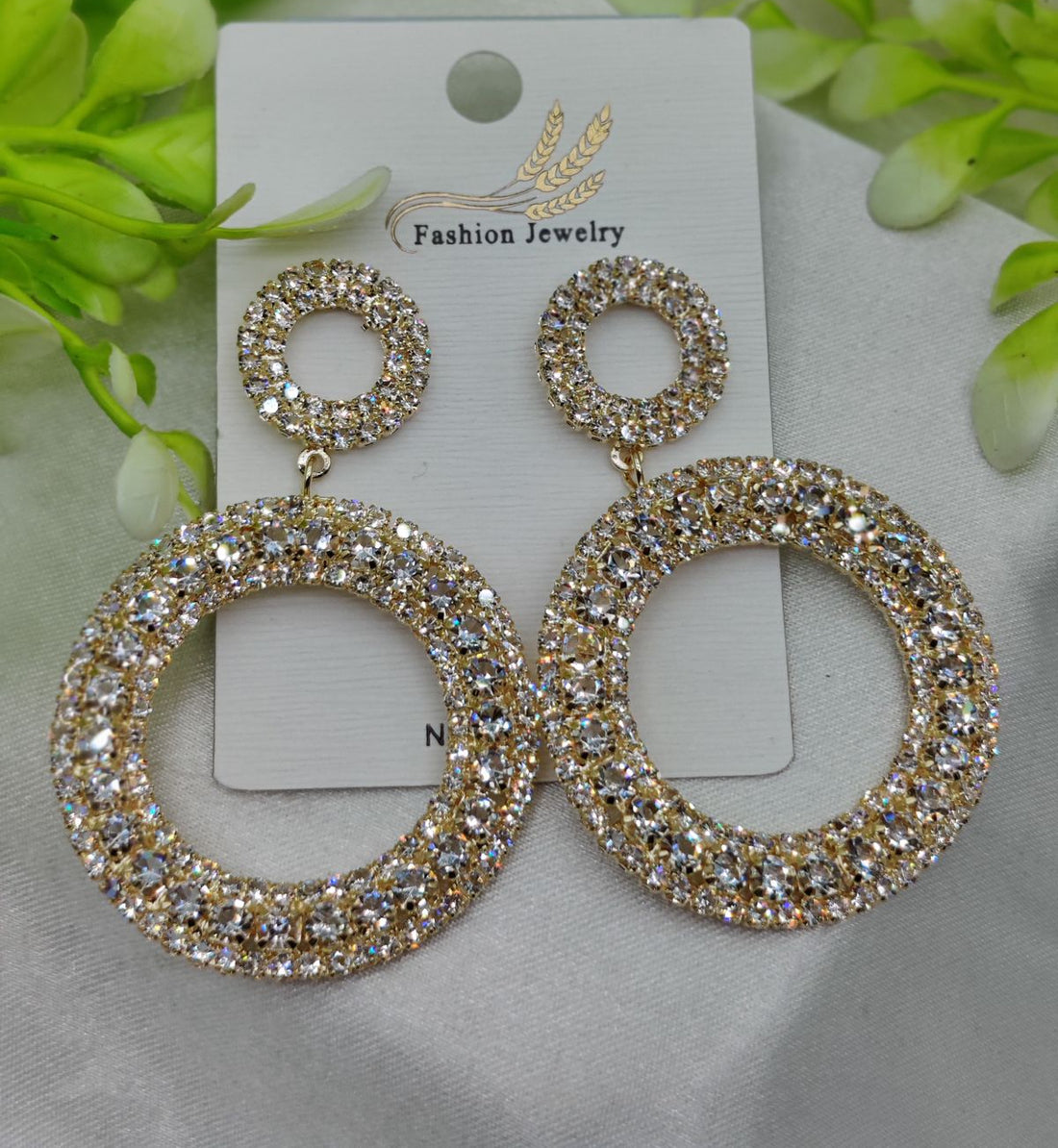 Imported Radiant Double-hoop Crystal Earrings