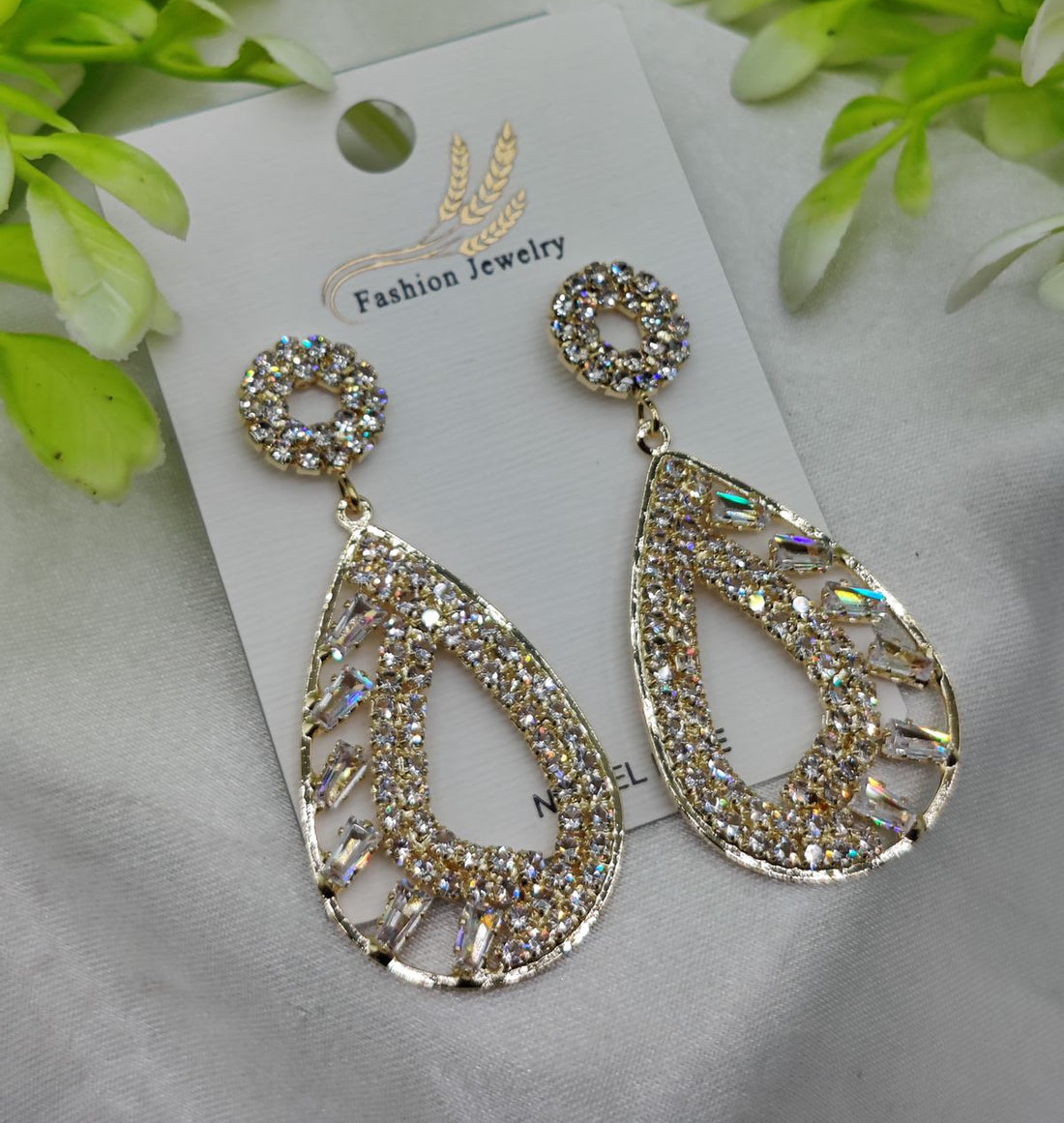 Imported Sparkling Teardrop Crystal Earrings