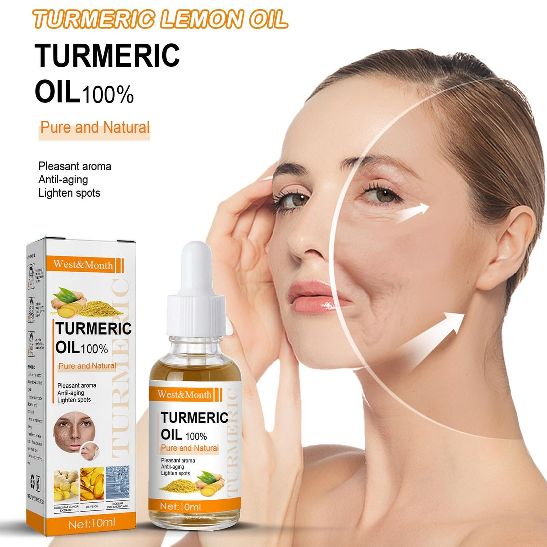 Turmeric Freckle Serum Whitening Dark Spots Organic Turmeric Oils Brighten Dark Skin Pigment Anti Aging Wrinkle Moisturizer (30ml) Whitening Serum Virgo Mart 